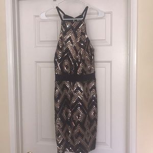 Charlotte Russe- Black, Copper & Gold sequin dress